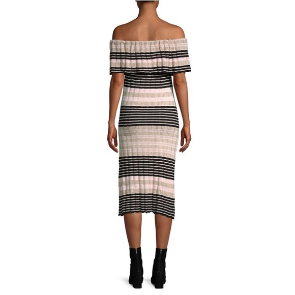 Free People Model Off-Duty Stretch Ribbed Dress Off The Shoulder - Picture 5 of 7